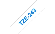 TZe-243  -  Текст Синий на Лента Белая (8 м)