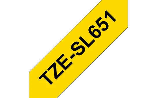 TZe-SL651 - Текст Чёрный на Лента Желтая (самоламинирующаяся) (8 м)