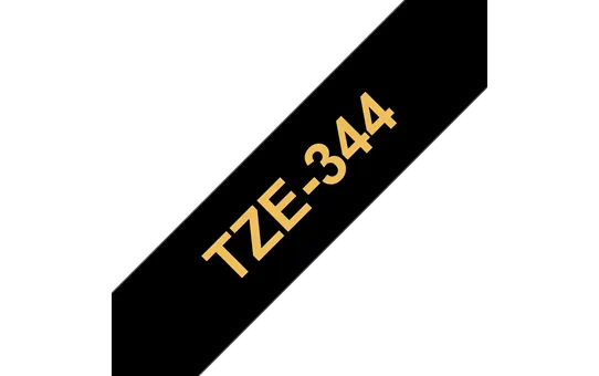 TZe-344  -  Текст Золотистый на Лента Чёрная (8 м)