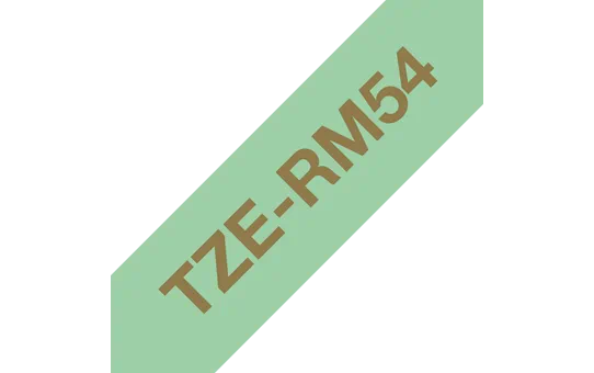 TZe-RM54 - Текст Золотистый на Лента Мятно-зелёная (4 м)
