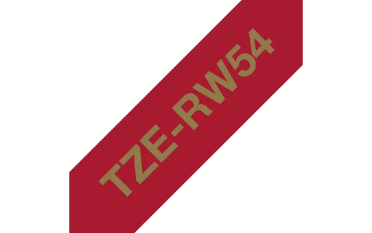 TZe-RW54 - Текст Золотистый на Лента Темно-Красная (4 м)