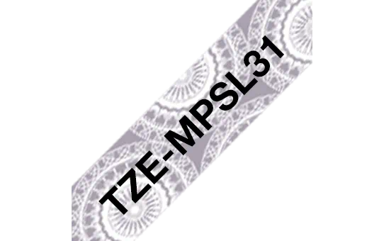 TZe-MPSL31  -  Текст Чёрный на Лента Серебрянное кружево (4 м)