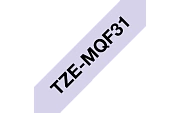 TZe-MQF31  -  Текст Чёрный на Лента Пастельная фиолетовая (4 м)