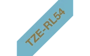 TZe-RL54 - Текст Золотистый на Лента Светло-голубая (4 м)