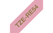 TZe-RE54 - Текст Золотистый на Лента Розовая (4 м)