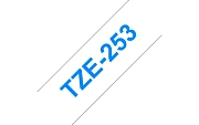 TZe-253  -  Текст Синий на Лента Белая (8 м)