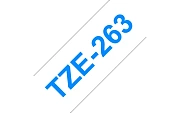 TZe-263  -  Текст Синий на Лента Белая (8 м)