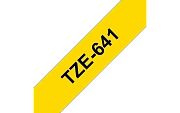TZe-641  -  Текст Чёрный на Лента Жёлтая (8 м)