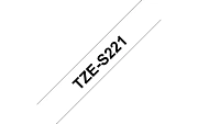 TZe-S221  -  Текст Чёрный на Лента Белая (8 м)