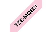 TZe-MQE31  -  Текст Чёрный на Лента Пастельная розовая (4 м)