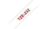 TZe-232  -  Текст Красный на Лента Белая (8 м)