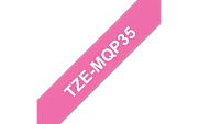TZe-MQP35  -  Текст Белый на Лента Ягодно-розовая (5 м)