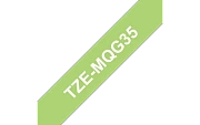 TZe-MQG35  -  Текст Белый на Лента Зелёно-лаймовая (5 м)