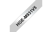 HGe-M931V5  -  Текст Чёрный на Лента Серебристая матовая (8 м)