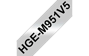 HGe-M951V5  -  Текст Чёрный на Лента Серебристая матовая (8 м)
