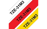 TZe-31M3 - Текст Чёрный на Лента Белая+Текст Чёрный на Лента Красная+Текст Чёрный на Лента Жёлтая (8 м)