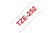 TZe-252  -  Текст Красный на Лента Белая (8 м)
