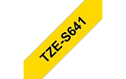 TZe-S641  -  Текст Чёрный на Лента Жёлтая (8 м)