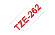 TZe-262  -  Текст Красный на Лента Белая (8 м)