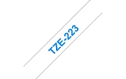 TZe-223  -  Текст Синий на Лента Белая (8 м)