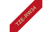 TZe-RW34  -  Текст Золотистый на Красящая лента Бордовая (4 м)