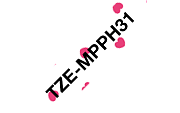 TZe-MPPH31  -  Текст Чёрный на Лента С розовыми сердцами (4 м)
