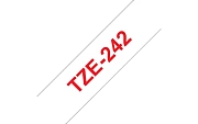 TZe-242  -  Текст Красный на Лента Белая (8 м)